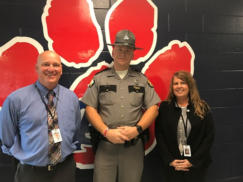 Principal Glass, Trooper Satterly and Superintendent Mitchell