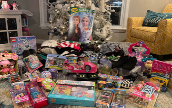 Toys donated within hours of Hanks’ Facebook post asking for donations for the children in Mayfield.