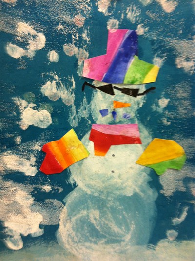 Eric Carle inspred snowman