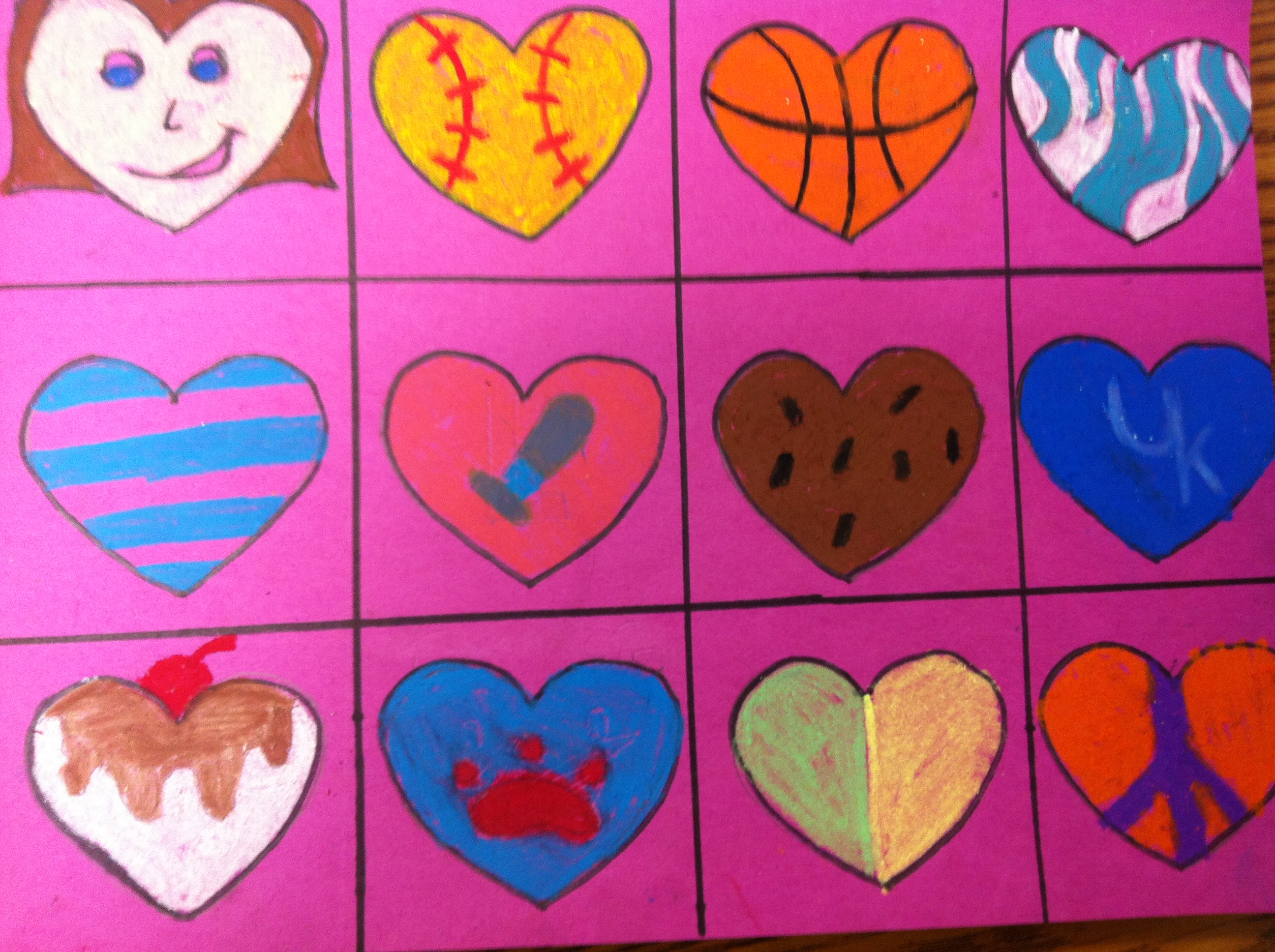 4th/5th grade POP art Hearts